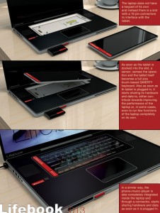 concept de téléphone portable tablette et ordinateur 3 en 1 lifebook Fujitsu